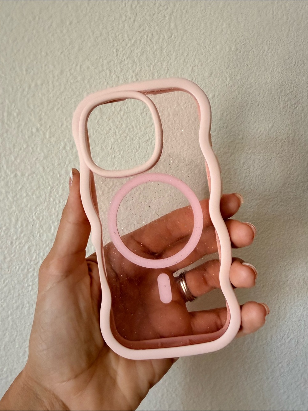 Clear Pink Slim iPhone Case with MagSafe Ring